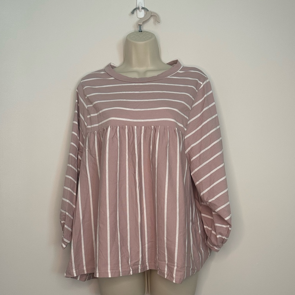 Pink Boxy Blouse with Peter Pan Collar